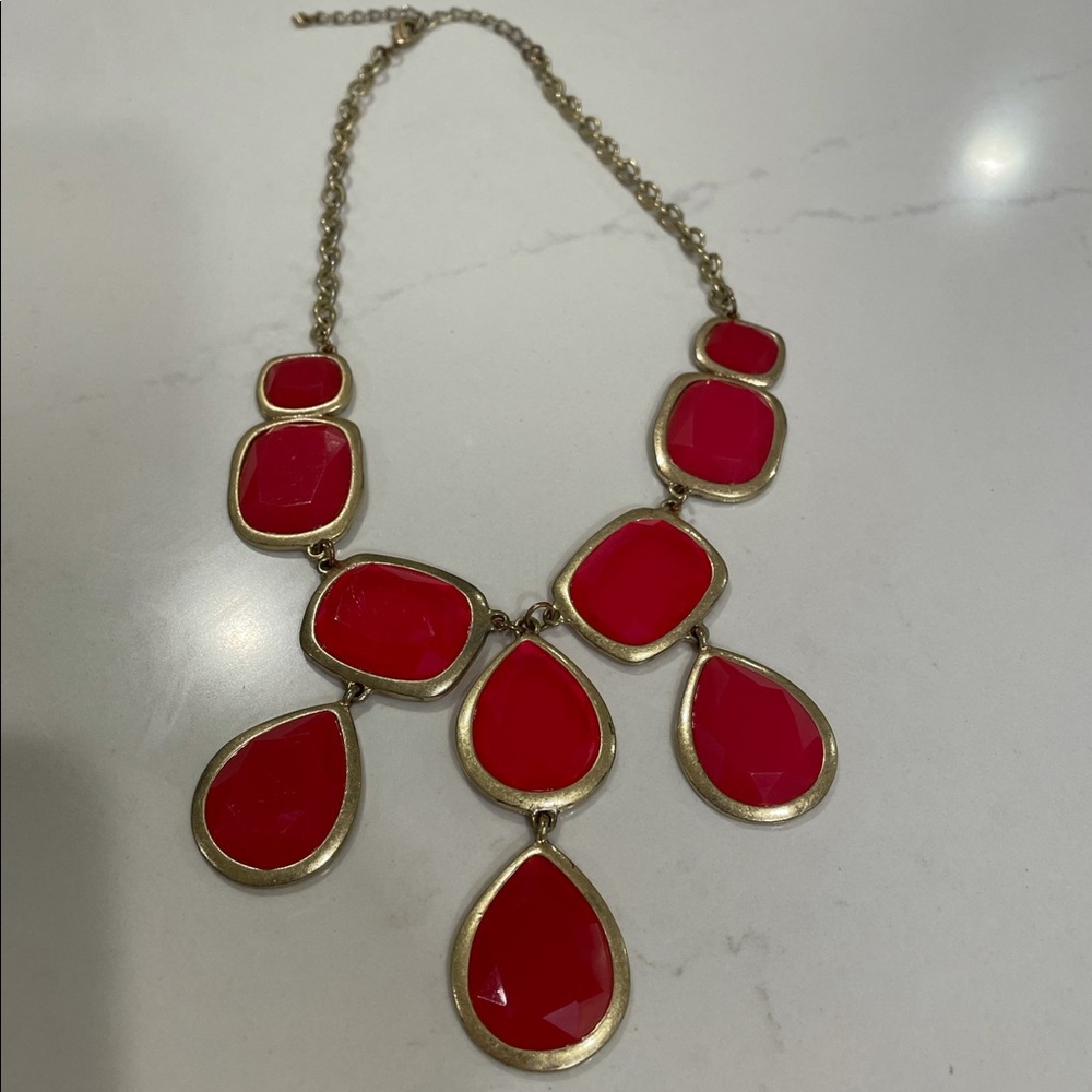 Pink and gold beaded necklace